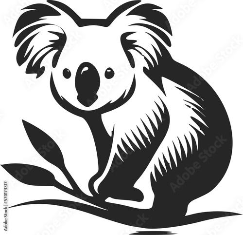 Black and white simple logo with a nice koala