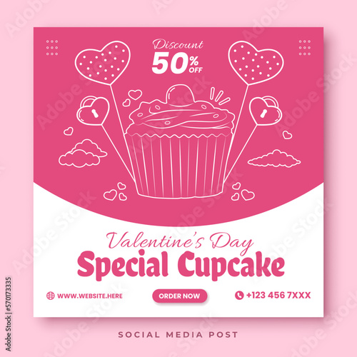 Valentine s day special cupcake social media post template
