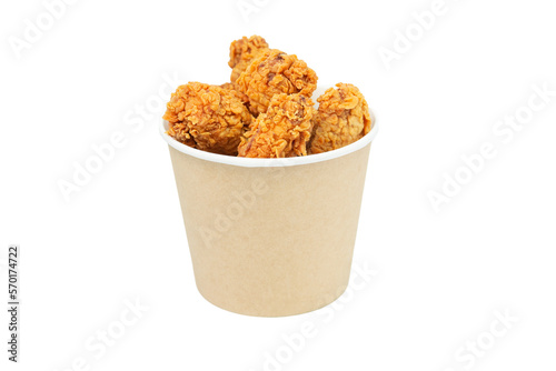 fried chicken bucket craft style copy space for your logo. hot wings bucket.