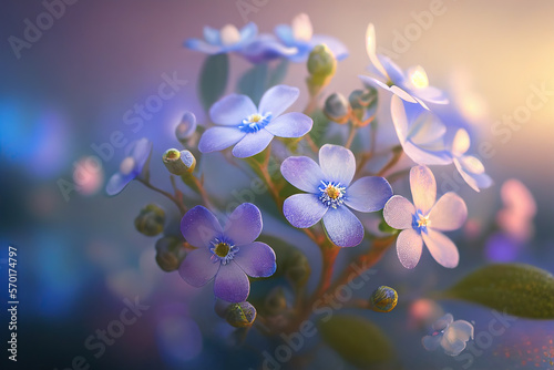 Periwinkle Flowers, Illustration, Generative AI