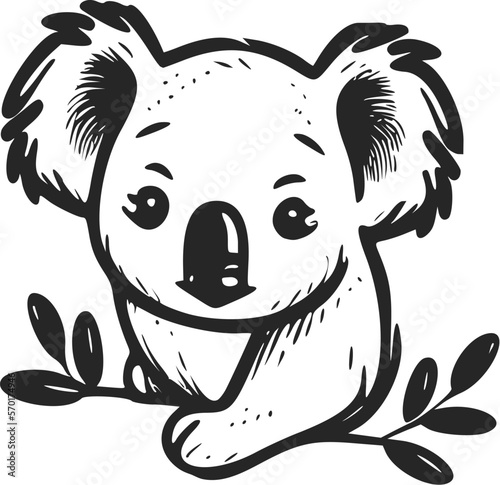 Photography Black and white light logo with Attractive and cute koala.