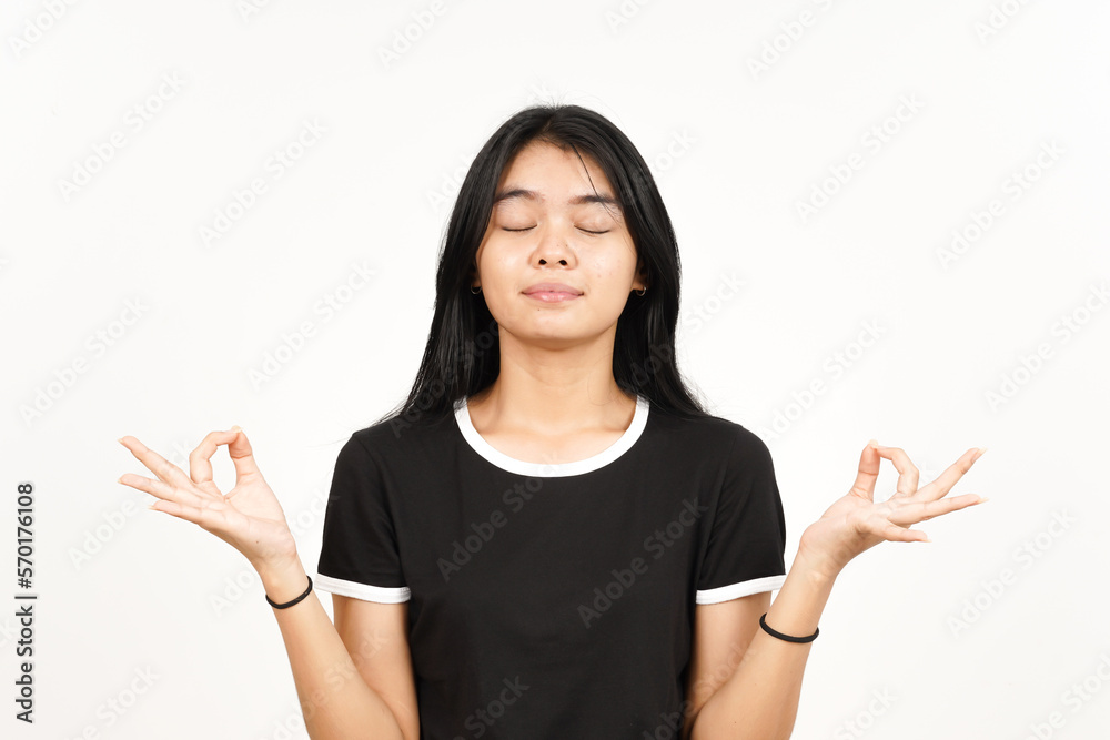 Meditation Gesture Of Beautiful Asian Woman Isolated On White Background Meditation Gesture Of Beautiful Asian Woman Isolated On White Background