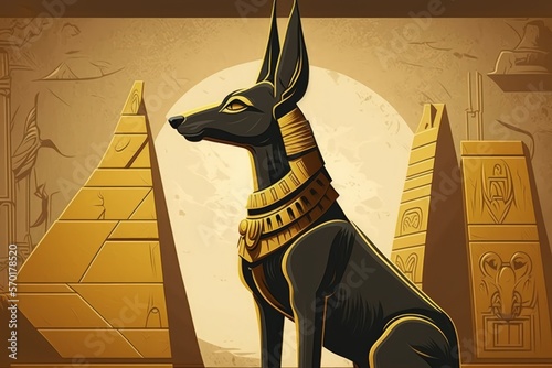 Anubis is portrayed as a jackal headed divinity from ancient Egypt. The god of mummification was Anubis. Egypt's Abydos has an Osiris temple. Generative AI