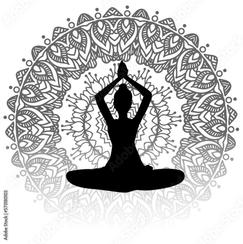 world yoga day pose with mandala poster design