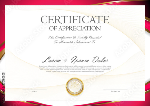 Certificate or Diploma of completion design template white background vector illustration  