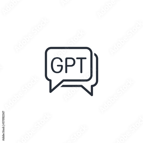 Chat GPT. Chatbot with artificial intelligence. Vector linear icon isolated on white background.