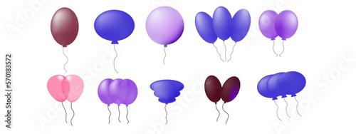 purple balloons isolated on white blur abstract background with glowing lines, light, motion, design, backdrop, illustration, animation, lights, night, wallpaper, backgrounds