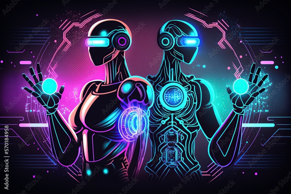 Fototapeta premium illustration, robots, ai generative