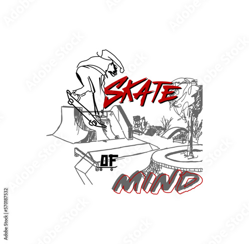 Skate Of Mind vector illustrations with cool slogans for t-shirt print and other uses. Skate all day text.