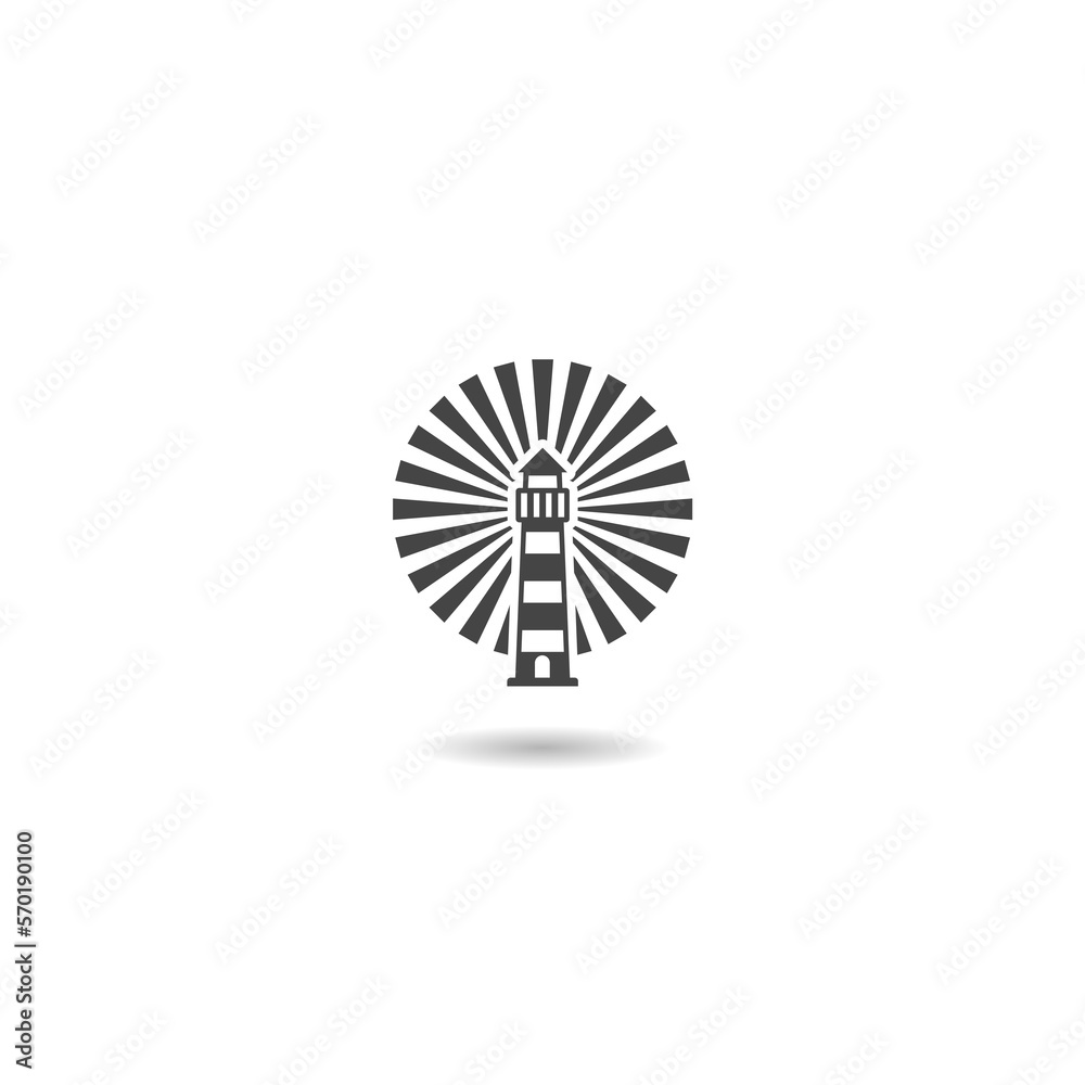 Lighthouse logo design concept with shadow