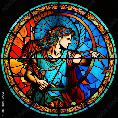 Archer in stained glass