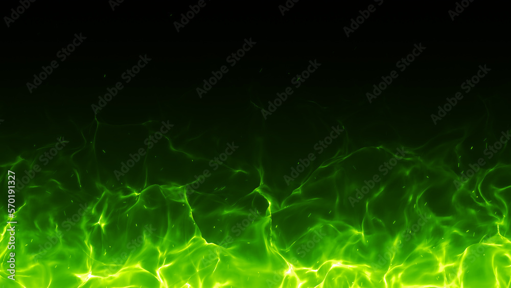 燃え上がる緑色の炎の背景