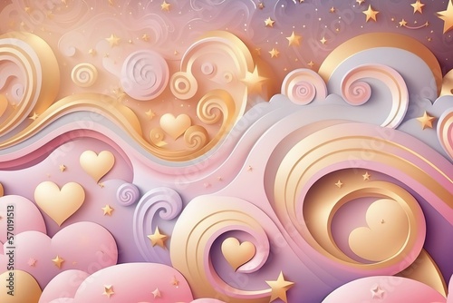 abstract pastel heart wave background