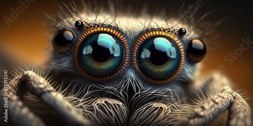 Jumping spiders are excellent subjects for macro photography because of their big, forward facing eyes. Generative AI