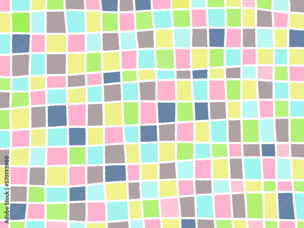 Fototapeta premium 不揃いでカラフルな四角が並んでいる絵