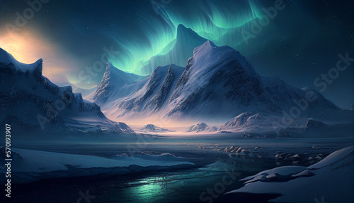 ice mountains in the aurora boreal © Rafael