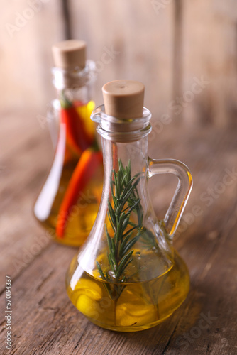 Olive oil with pepper, rosemary and garlic