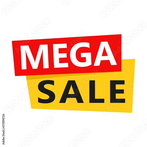 Mega Sale, sale label. Vector illustration. Isolated on white background