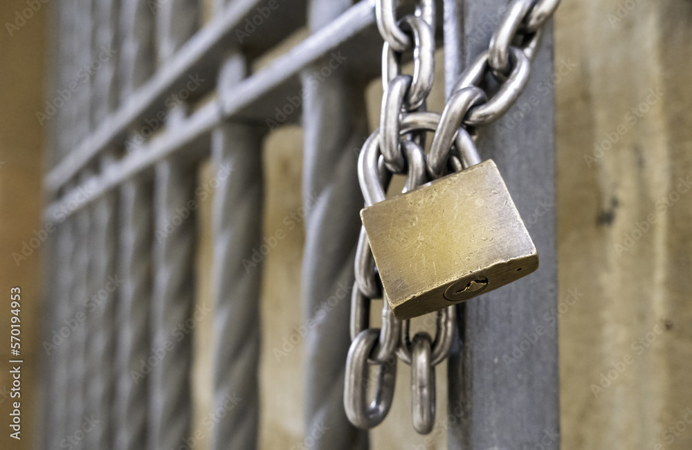 Old padlock with chain