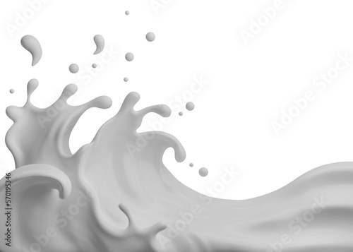 Milk  splash png file , 3D Rendering, 3D illustration