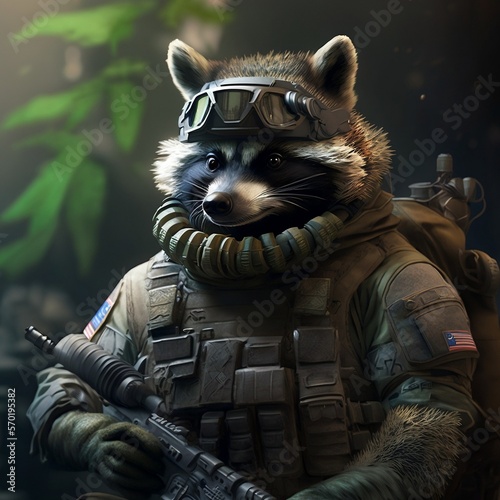 racoon in special force. generative AI