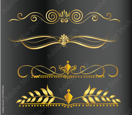 Golden border ornament, Swirl border ornament 