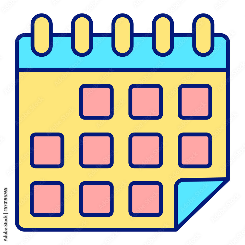 Wall flip calendar - icon, illustration on white background, color style Wall flip calendar - icon, illustration on white background, color style