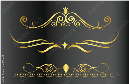 Golden border ornament, Swirl border ornament 