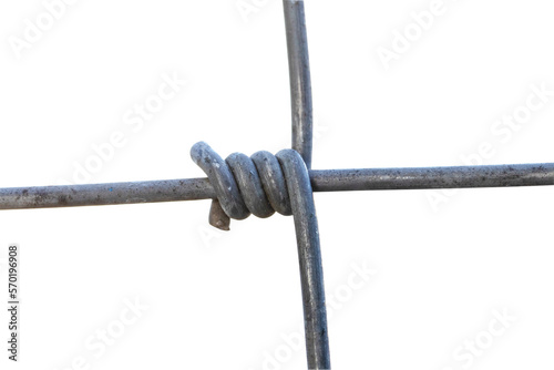 Steel wire fence from grid with polymer coating isolated on cutout PNG. Tensile Mesh knotted wire mesh rust-resistant barbed, thick zinc plated. Withstand tensile strength able to receive impact.