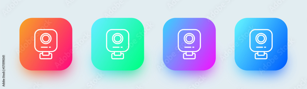 Webcam line icon in square gradient colors. Video camera signs vector illustration. Webcam line icon in square gradient colors. Video camera signs vector illustration.