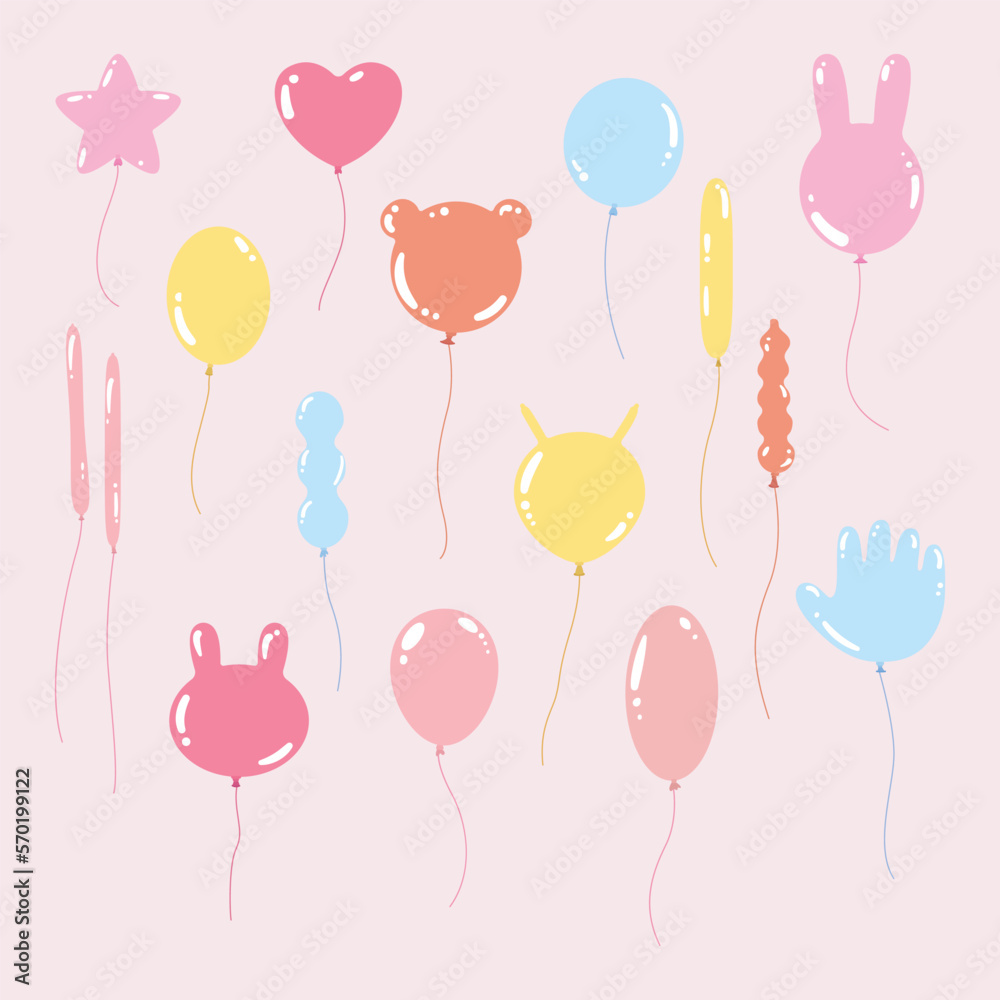 balloons icon for holiday and birthday party flat style vectoron pink background