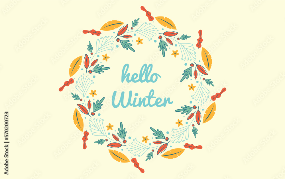 Winter background illustration. Hello winter template illustration