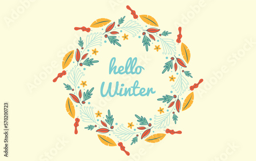 Winter background illustration. Hello winter template illustration