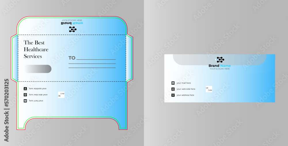 DL office Envelope die cut template size A4. Template for design