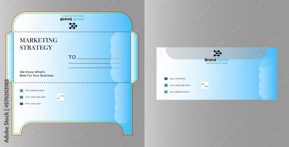 DL office Envelope die cut template size A4. Template for design