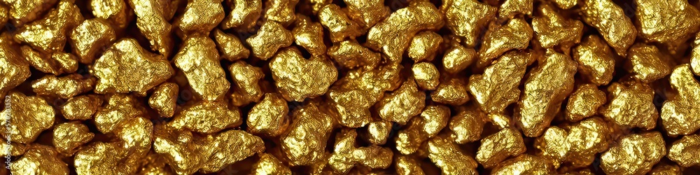 gold nuggets - panoramic image of endless piles of 24k golden nuggets gold nuggets - panoramic image of endless piles of 24k golden nuggets