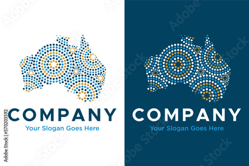 simple australia map dot aboriginal pattern illustration logo design photo
