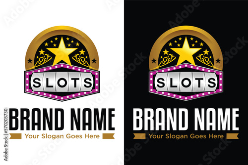 golden star slots casino illustration logo design