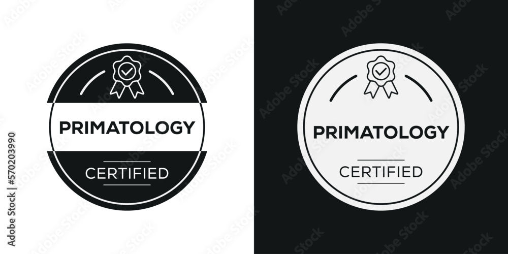 Creative (Primatology) Certified badge, vector illustration.