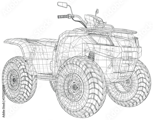 ATV. Four-wheeled all-terrain vehicle. Quad bike on an isolated background. Vector illustration