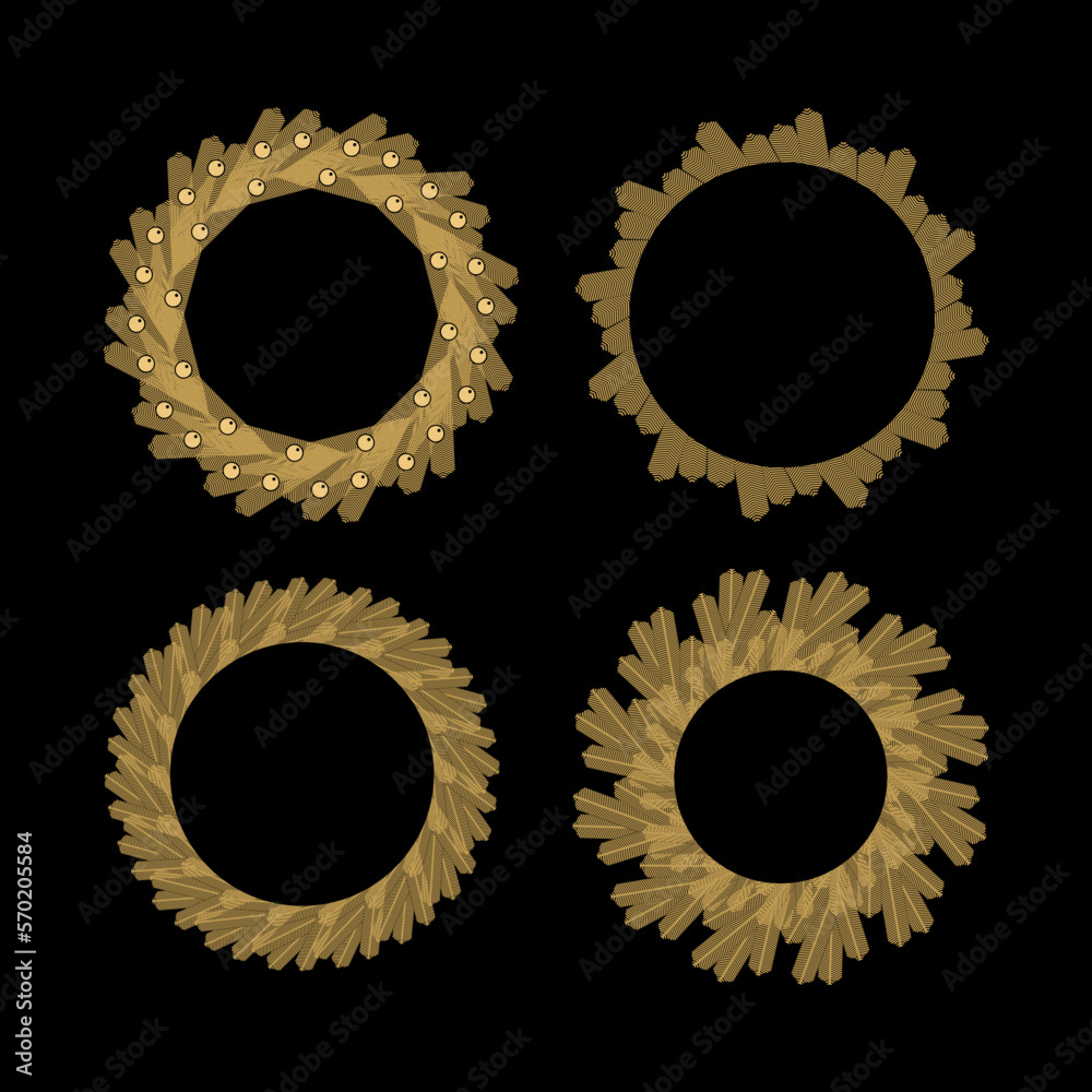 Vector illustration. Set of Christmas and New Year's tree wreaths with ornaments. Vector illustration. Set of Christmas and New Year's tree wreaths with ornaments.