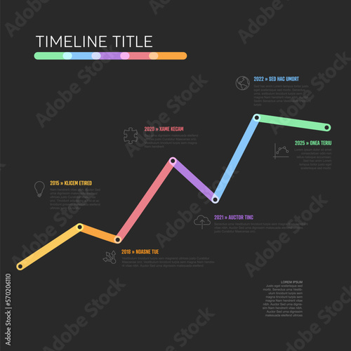 Fotografija Thick line dark growth Infogrpahic vertical timeline diagram template