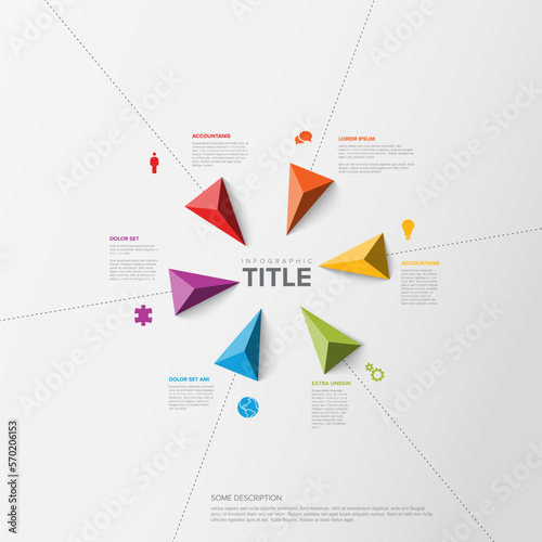 Vector multipurpose Infographic template with title and six triangle arrows elements