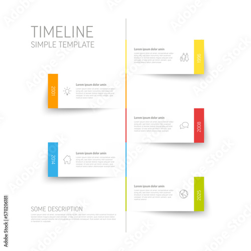Simple vertical infographic timeline template made from white paper stripes