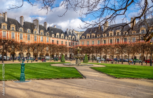 Paris, Place des Vosges in Marais district. France.