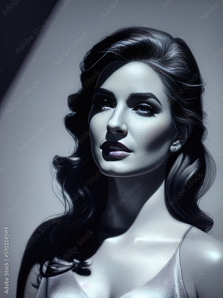 Femme fatale in film noir style portrait. Femme fatale in film noir style portrait.