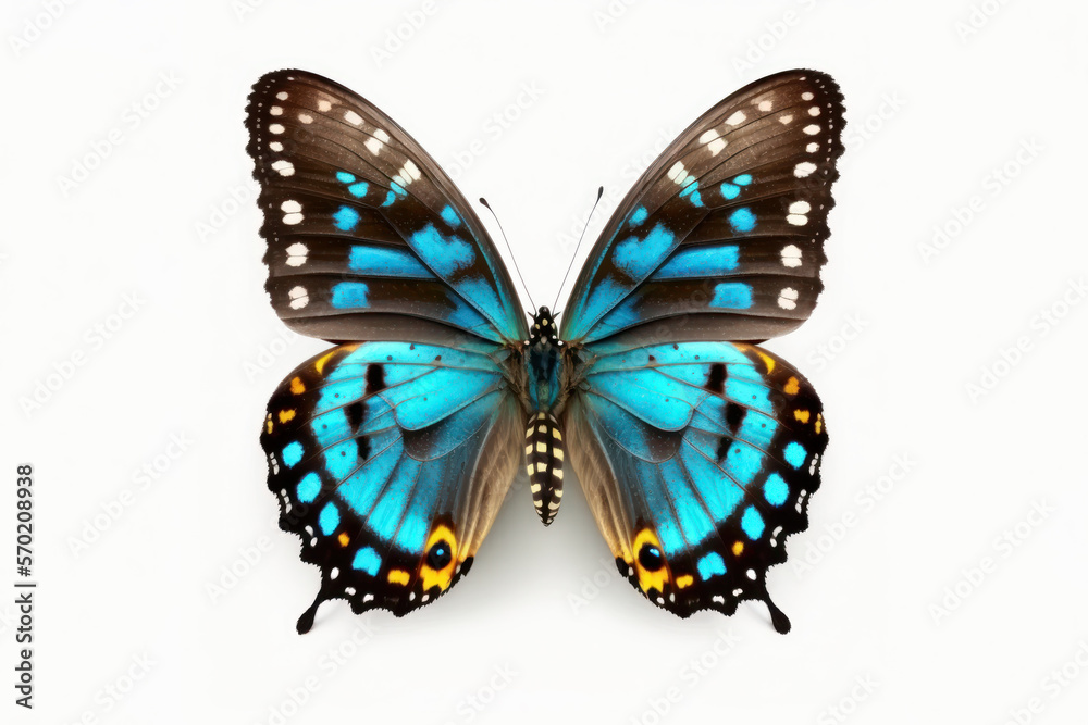 Beautiful bright blue butterfly isolated on white background(Generative AI)