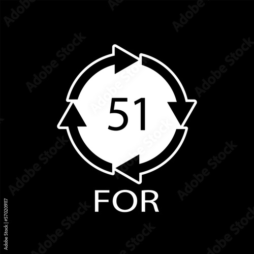 Bio material recycling code 51 FOR. Vector Illustration