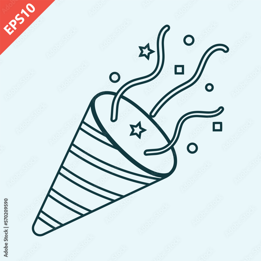 hand drawn party popper with confetti design vector flat isolated illustration hand drawn party popper with confetti design vector flat isolated illustration