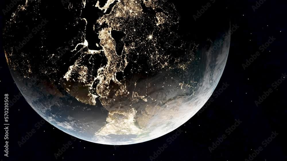 Middle East at night, earth from ISS in 3d render, vertical